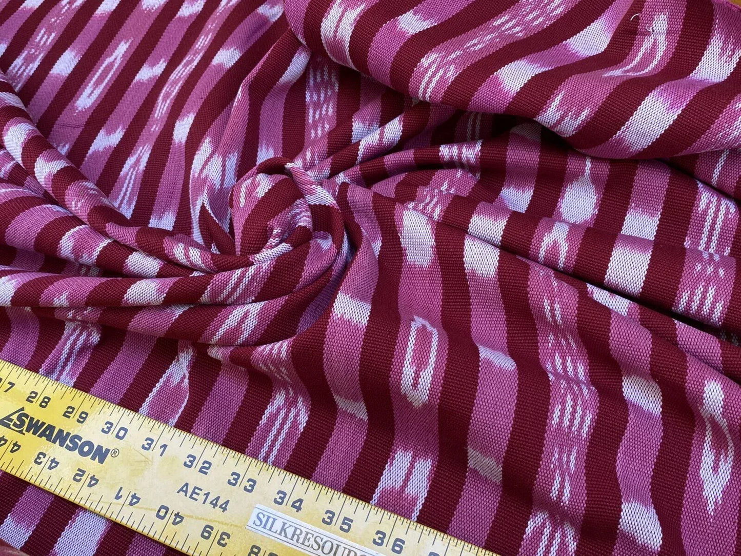 by yard Scalamandre Jakarta Ikat Stripe Raspberry  Asian Ikat Warp Print Red Pink White MSRP USD 138/Y