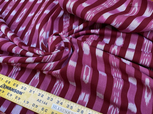by yard Scalamandre Jakarta Ikat Stripe Raspberry  Asian Ikat Warp Print Red Pink White MSRP USD 138/Y