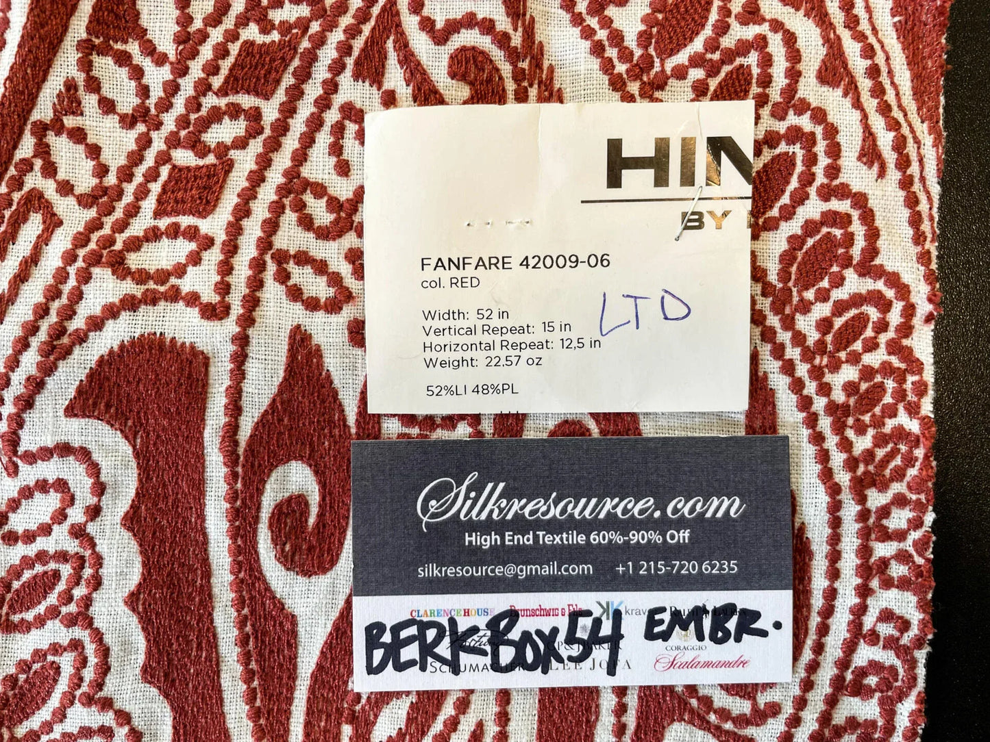 8 Berkbox54 27"x27 Square Fanfare Red Paisley Design Embroidery MSRP USD 382