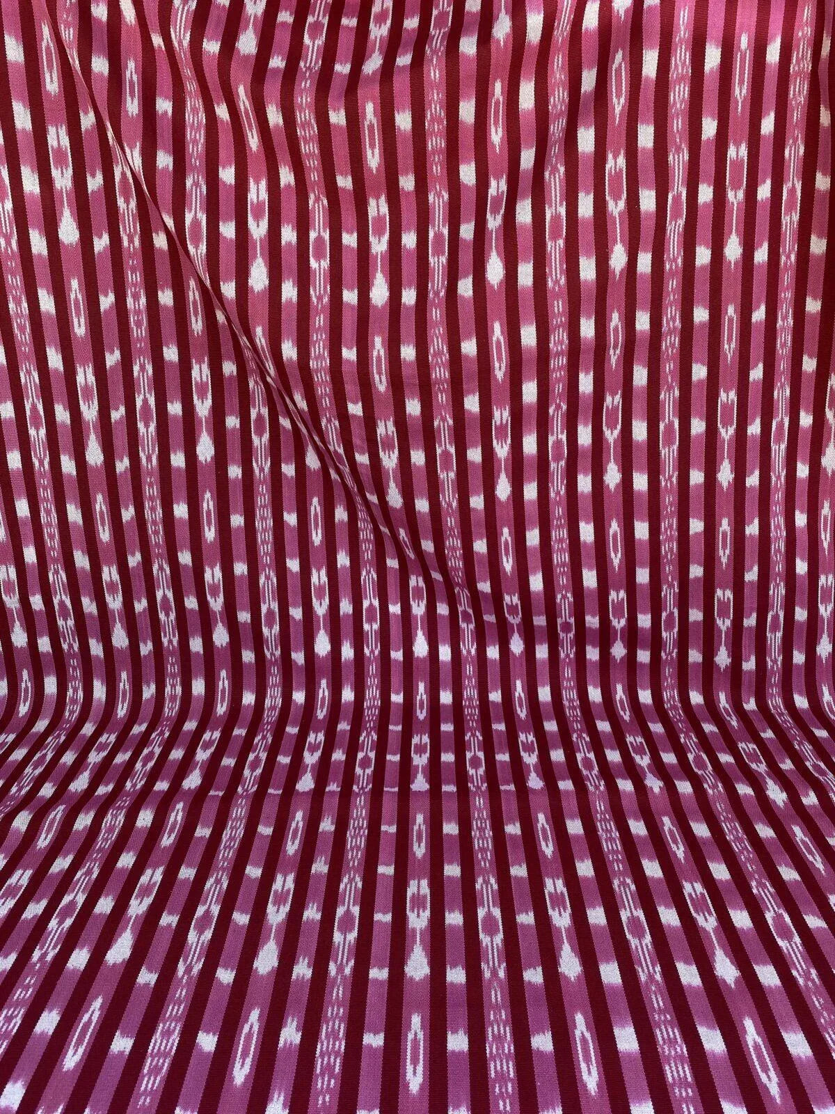 by yard Scalamandre Jakarta Ikat Stripe Raspberry  Asian Ikat Warp Print Red Pink White MSRP USD 138/Y