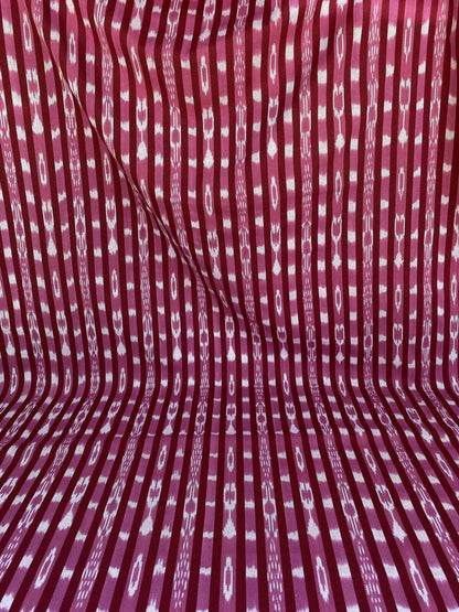 by yard Scalamandre Jakarta Ikat Stripe Raspberry  Asian Ikat Warp Print Red Pink White MSRP USD 138/Y