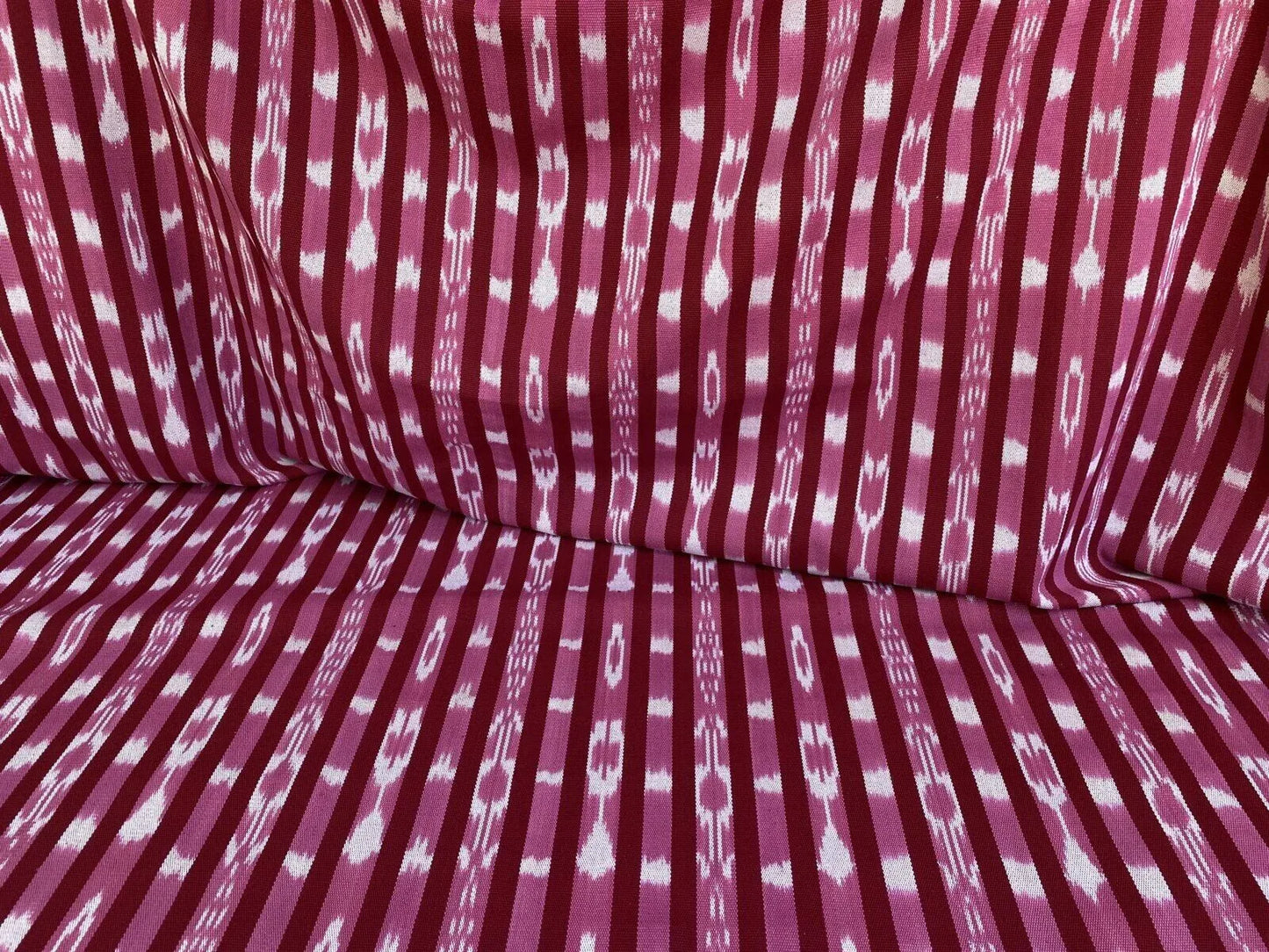 by yard Scalamandre Jakarta Ikat Stripe Raspberry  Asian Ikat Warp Print Red Pink White MSRP USD 138/Y