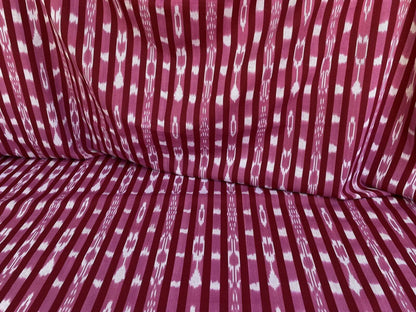 by yard Scalamandre Jakarta Ikat Stripe Raspberry  Asian Ikat Warp Print Red Pink White MSRP USD 138/Y