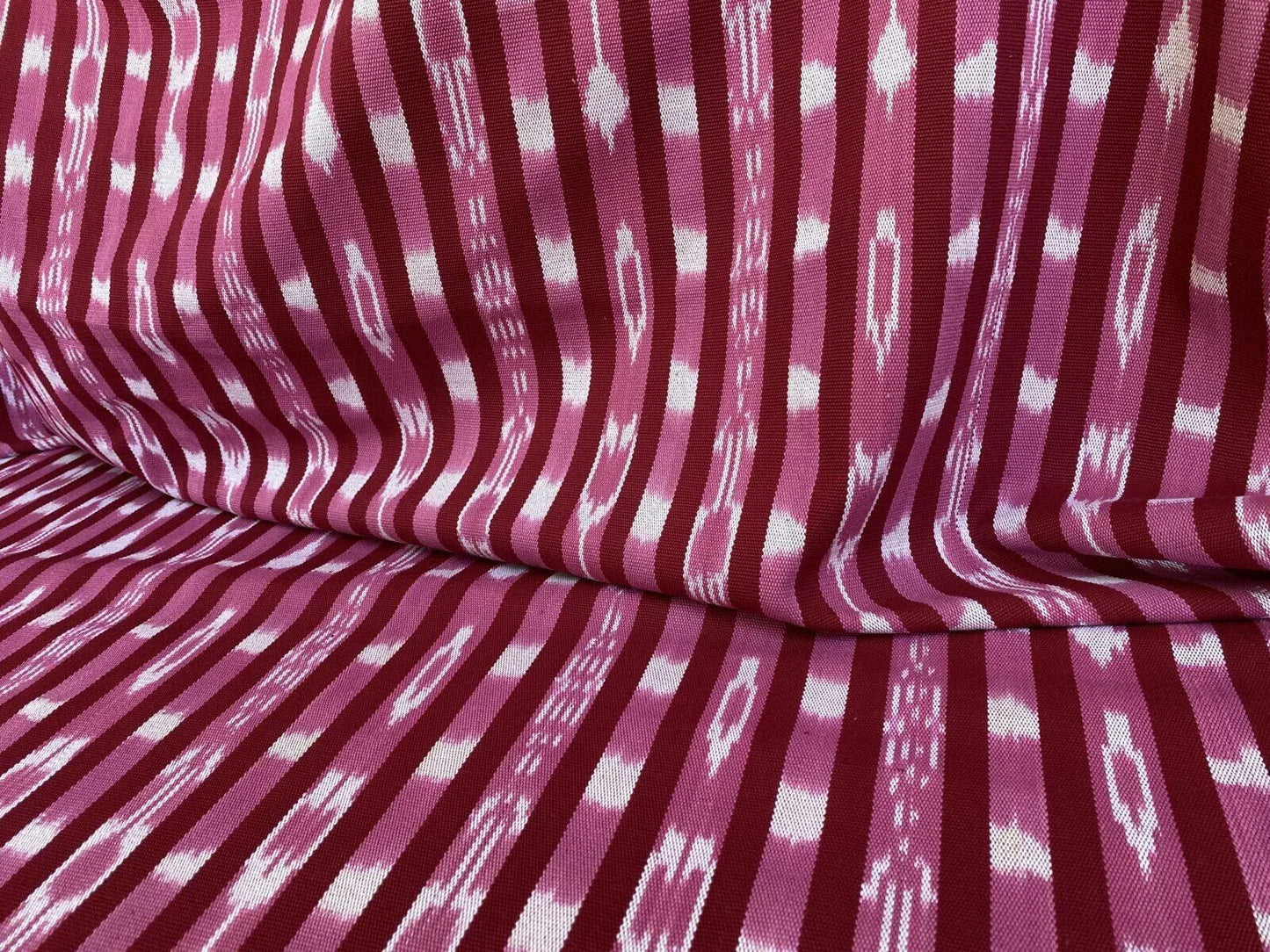 by yard Scalamandre Jakarta Ikat Stripe Raspberry  Asian Ikat Warp Print Red Pink White MSRP USD 138/Y