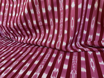by yard Scalamandre Jakarta Ikat Stripe Raspberry  Asian Ikat Warp Print Red Pink White MSRP USD 138/Y