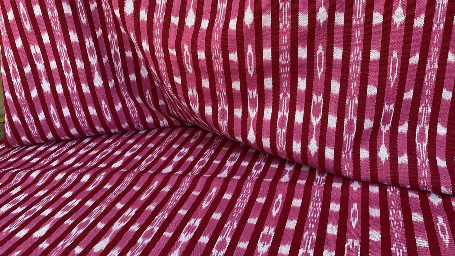 by yard Scalamandre Jakarta Ikat Stripe Raspberry  Asian Ikat Warp Print Red Pink White MSRP USD 138/Y