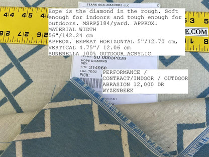 Scalamandre Hope Diamond Sky Blue White Outdoor Sunbrella MSRP USD 184/yard