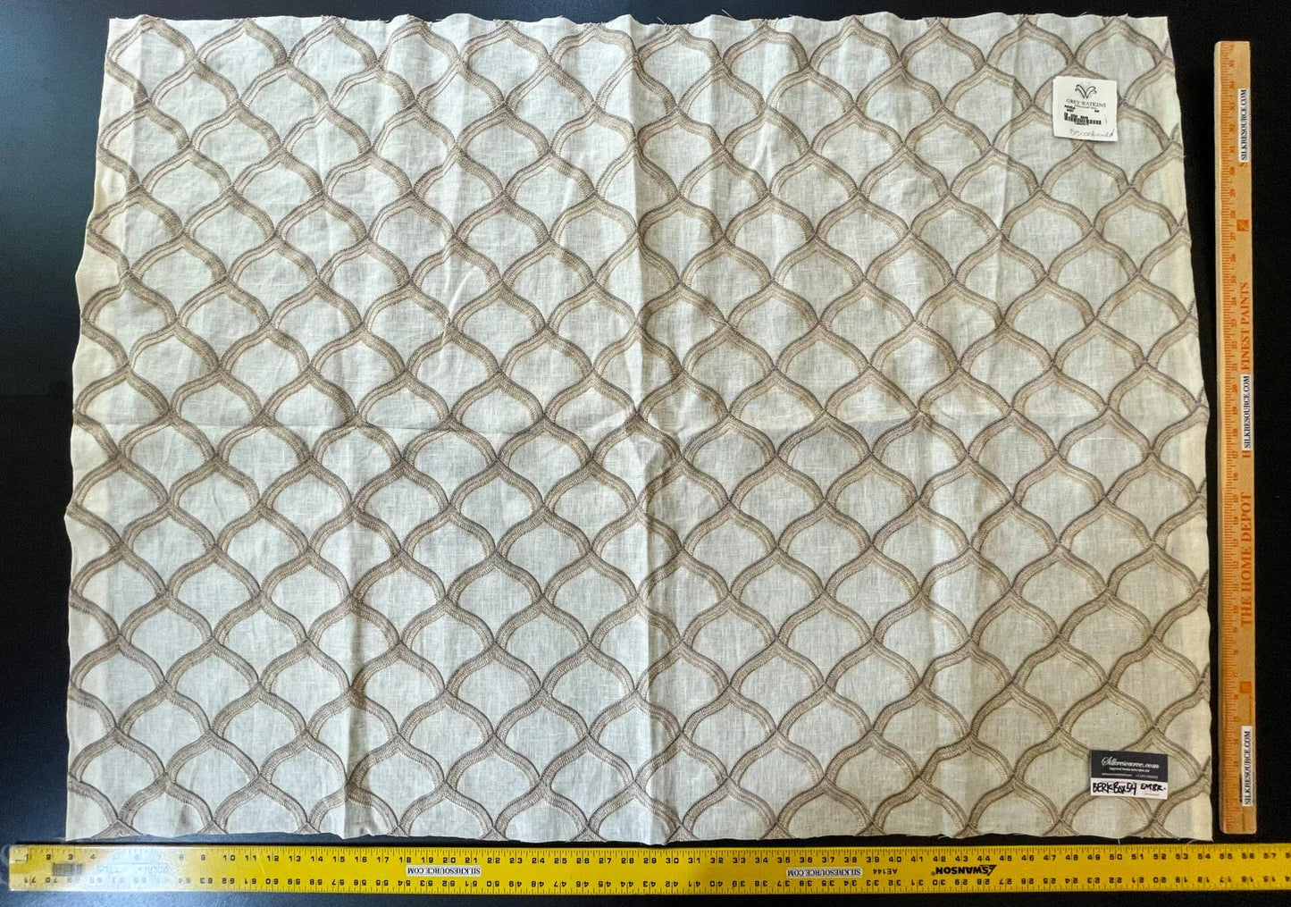 11 Berkbox54 1 yard Scalamandre Pichola Grey Diamond Ogee