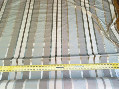 Scalamandre  Belle Blue, Soft Browns &amp; Creams Silk Satin Texture Stripe MSRP USD 188/Y
