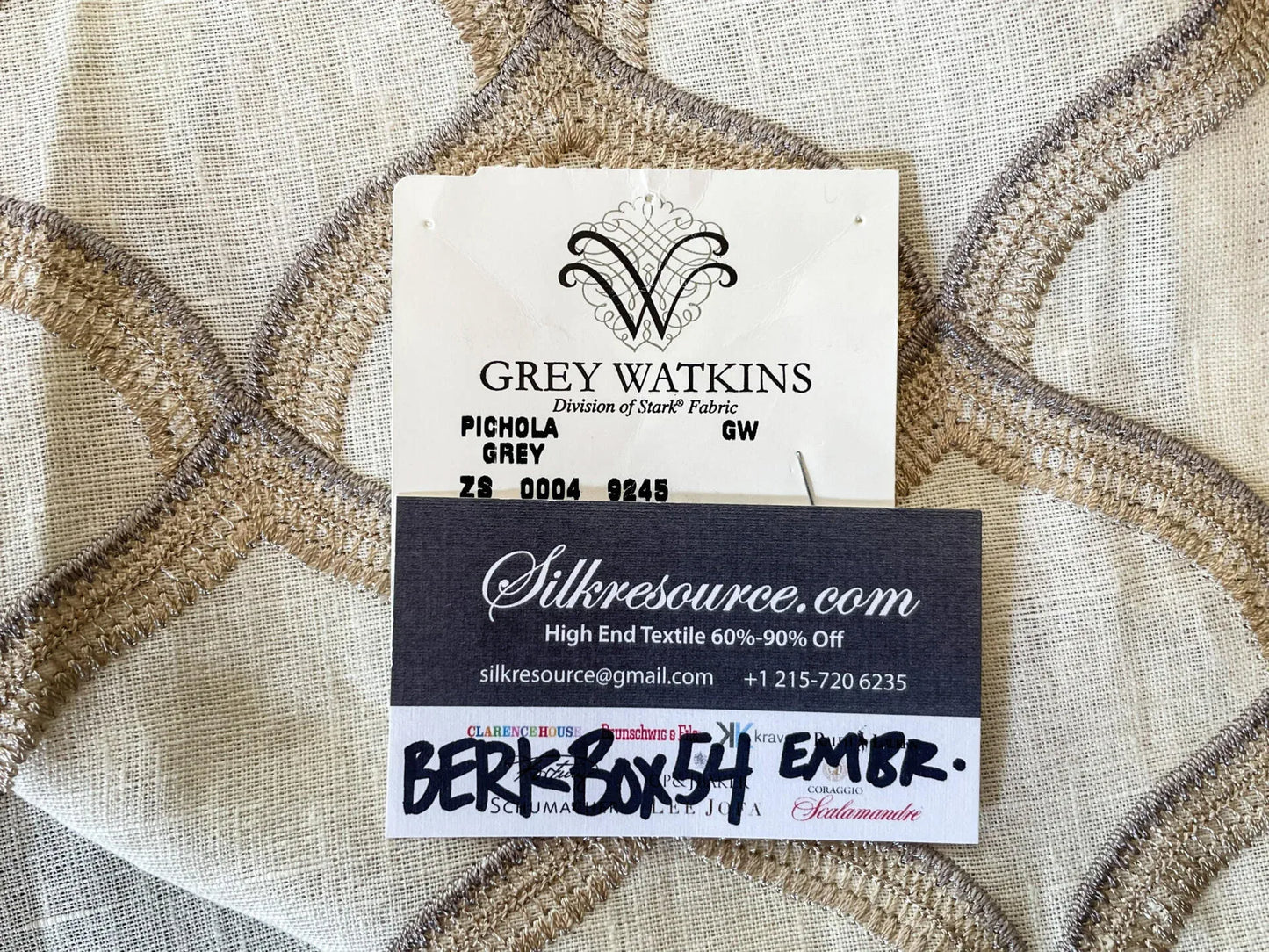 11 Berkbox54 1 yard Scalamandre Pichola Grey Diamond Ogee