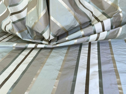 Scalamandre  Belle Blue, Soft Browns &amp; Creams Silk Satin Texture Stripe MSRP USD 188/Y