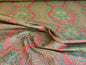 Scalamandre  Camille Russet Green Traditional Flower Stripe Brocade Pink Red Green MSRP USD 228/Y