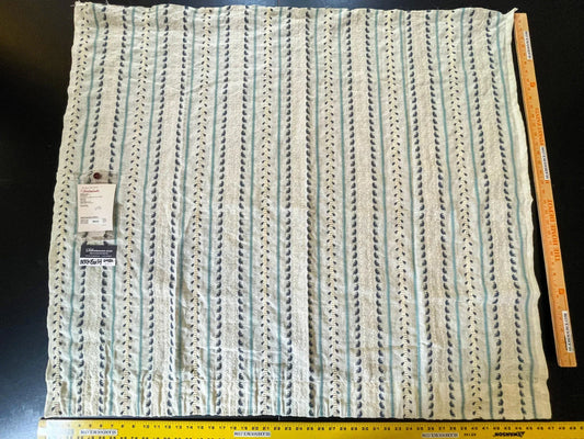 15 Berkbox54 1.2 yard x 48" wide Scalamandre Senwick Stripe Blue Cream Linen Embroidery MSRP USD 398/Y