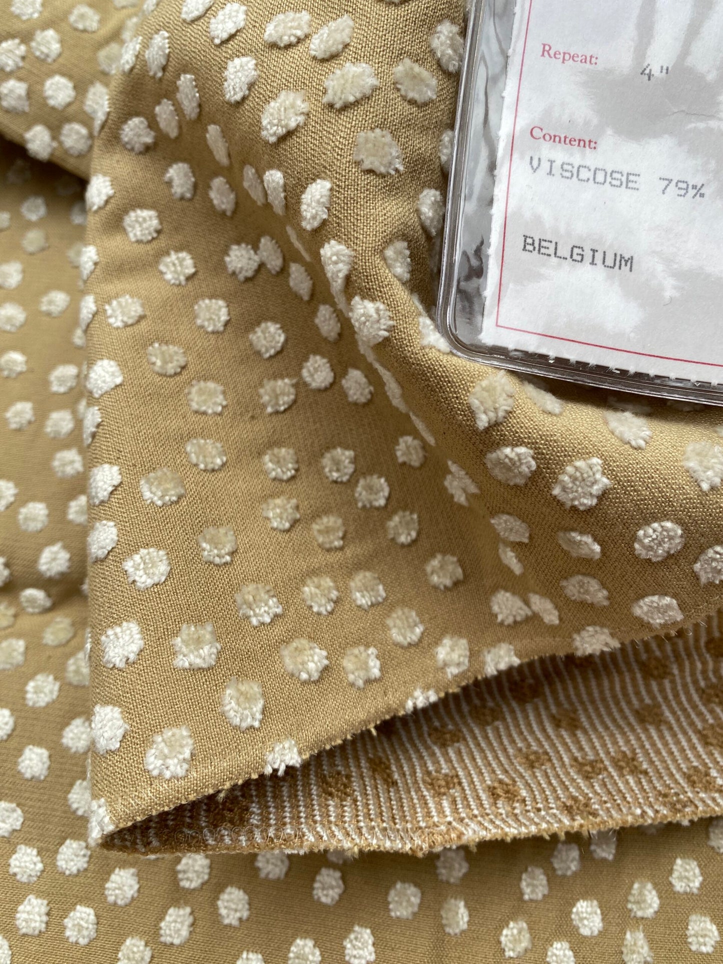 7 Berkbox89 Square Jacquard by Old World Weavers Dotty Eggshell Toast Brown Khaki Cream Dot Circle Viscose Cotton MSRP USD 420/Y