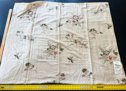 16 Berkbox54 2.4 yard x59" wide Scalamandre Karikal Blush/Sage Cotton Linen Crewel Embroidery Flora Crewel