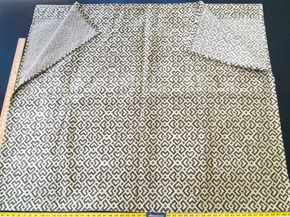 1 Berkbox64 Finished Drapery 2.4 yard Scalamandre  Colony Roma Raff Linen Velvet Geometric Brown and Beige MSRP USD 300+/Y