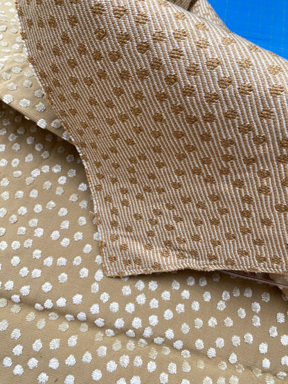 7 Berkbox89 Square Jacquard by Old World Weavers Dotty Eggshell Toast Brown Khaki Cream Dot Circle Viscose Cotton MSRP USD 420/Y
