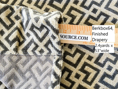 1 Berkbox64 Finished Drapery 2.4 yard Scalamandre  Colony Roma Raff Linen Velvet Geometric Brown and Beige MSRP USD 300+/Y