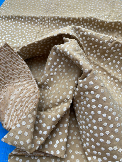 7 Berkbox89 Square Jacquard by Old World Weavers Dotty Eggshell Toast Brown Khaki Cream Dot Circle Viscose Cotton MSRP USD 420/Y
