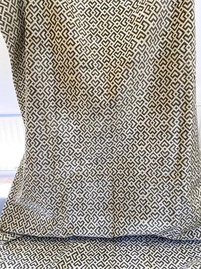 1 Berkbox64 Finished Drapery 2.4 yard Scalamandre  Colony Roma Raff Linen Velvet Geometric Brown and Beige MSRP USD 300+/Y