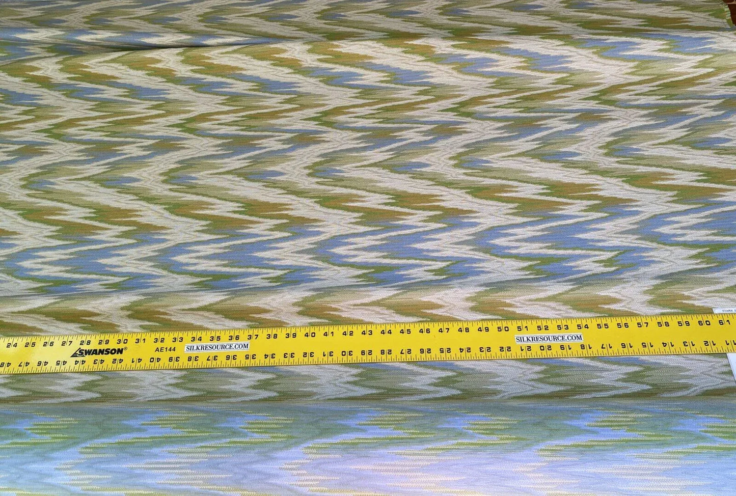 Scalamandre Nevis Peak Kiwi Flamestitch Green Aqua Cream Chevron MSRP USD 222/Y