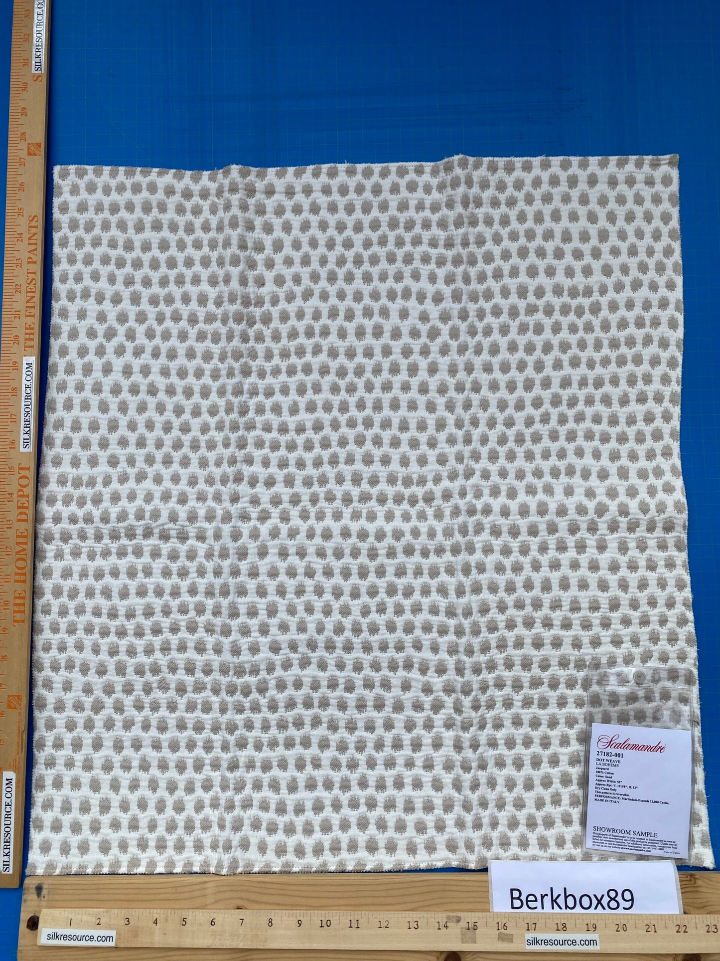 10 Berkbox89 Square Jacquard by Scalamandre Dot Weave Sand Beige White Small Scale Dot Circle MSRP USD 414/y