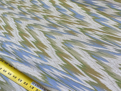 Scalamandre Nevis Peak Kiwi Flamestitch Green Aqua Cream Chevron MSRP USD 222/Y
