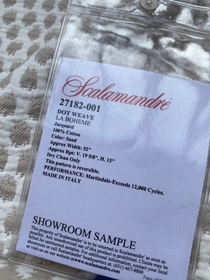 10 Berkbox89 Square Jacquard by Scalamandre Dot Weave Sand Beige White Small Scale Dot Circle MSRP USD 414/y