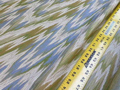 Scalamandre Nevis Peak Kiwi Flamestitch Green Aqua Cream Chevron MSRP USD 222/Y