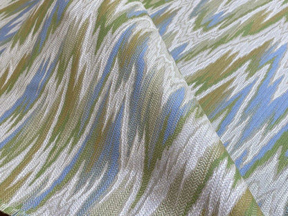 Scalamandre Nevis Peak Kiwi Flamestitch Green Aqua Cream Chevron MSRP USD 222/Y
