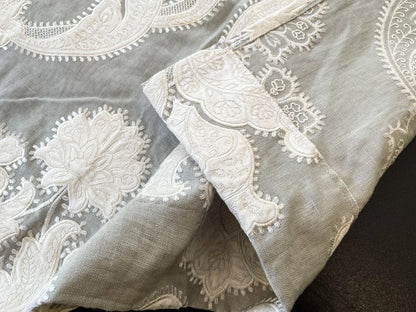 18 Berkbox54 Scalamandre Cornelia Skylight White Damask Embroidery 28"x48" MSR USD 612/yard