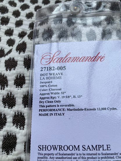 11 Berkbox89 Square Jacquard by Scalamandre Dot Weave Charcoal Black White Small Scale Dot Circle Cotton MSRP USD 414/y