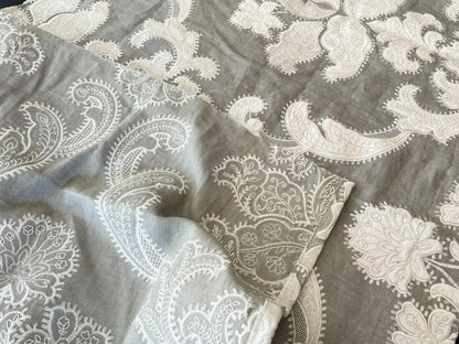 19 Berkbox54 Scalamandre  28″x48″Cornelia Skylight White Damask Embroidery MSRP USD 612/yard