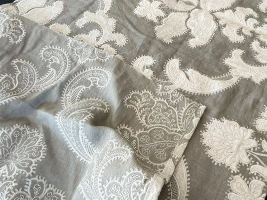 19 Berkbox54 Scalamandre  28″x48″Cornelia Skylight White Damask Embroidery MSRP USD 612/yard