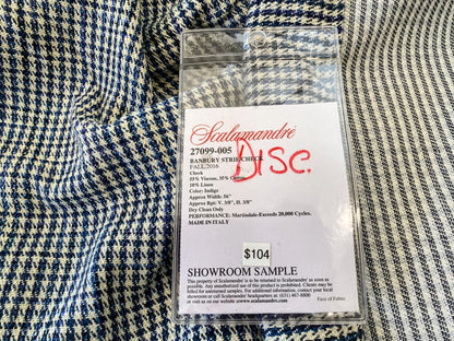 2 Berkbox64 Finished Drapery 2.4 yard Scalamandre BANBURY STRIE CHECK Indigo MSRP USD 264/y