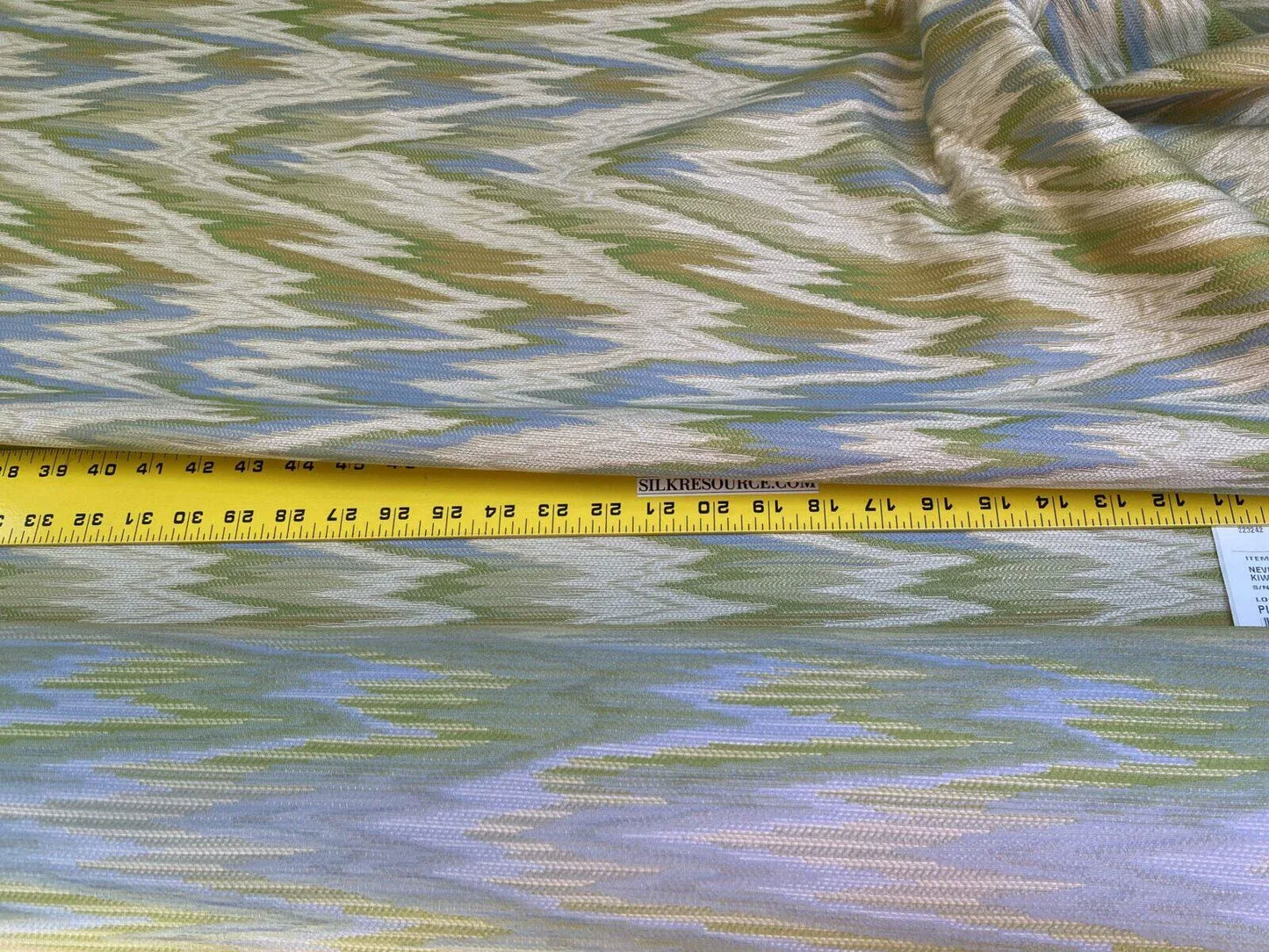 Scalamandre Nevis Peak Kiwi Flamestitch Green Aqua Cream Chevron MSRP USD 222/Y