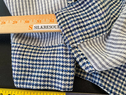 2 Berkbox64 Finished Drapery 2.4 yard Scalamandre BANBURY STRIE CHECK Indigo MSRP USD 264/y