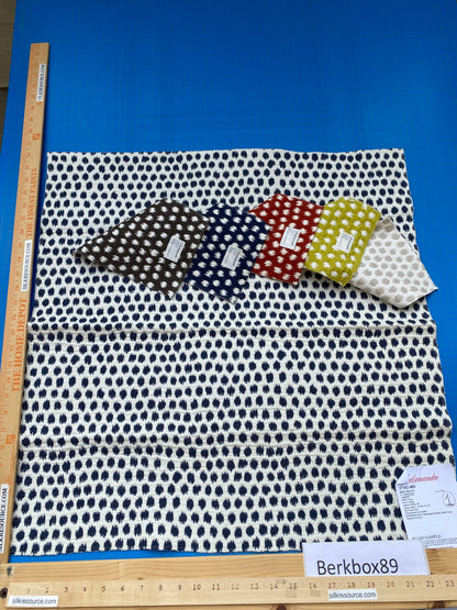 12 Berkbox89 Square Jacquard by Scalamandre Dot Weave Indigo Blue White Small Scale Dot Circle MSRP USD 414/y