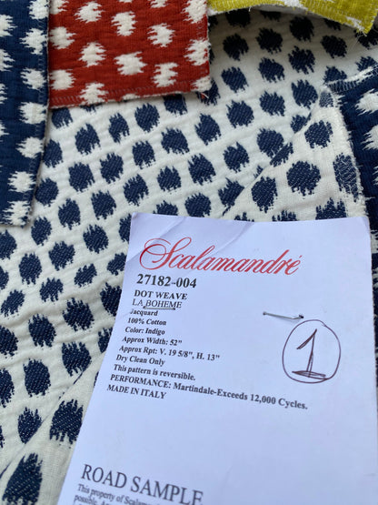 12 Berkbox89 Square Jacquard by Scalamandre Dot Weave Indigo Blue White Small Scale Dot Circle MSRP USD 414/y