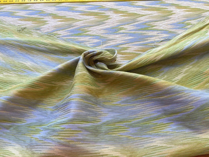 Scalamandre Nevis Peak Kiwi Flamestitch Green Aqua Cream Chevron MSRP USD 222/Y