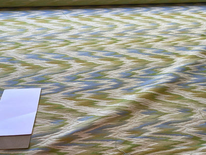 Scalamandre Nevis Peak Kiwi Flamestitch Green Aqua Cream Chevron MSRP USD 222/Y