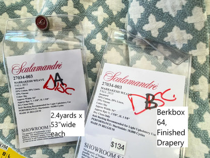 3 Berkbox64 Finished Drapery 2.4yard Scalamandre MARRAKESH WEAVE Sky Light blue and White Geometric  MSRP USD284