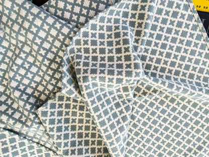 3 Berkbox64 Finished Drapery 2.4yard Scalamandre MARRAKESH WEAVE Sky Light blue and White Geometric  MSRP USD284