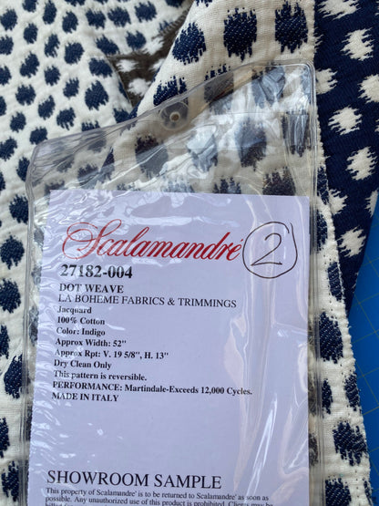 13 Berkbox89 Square Jacquard by Scalamandre Dot Weave Indigo Blue White Small Scale Dot Circle MSRP USD 414/y