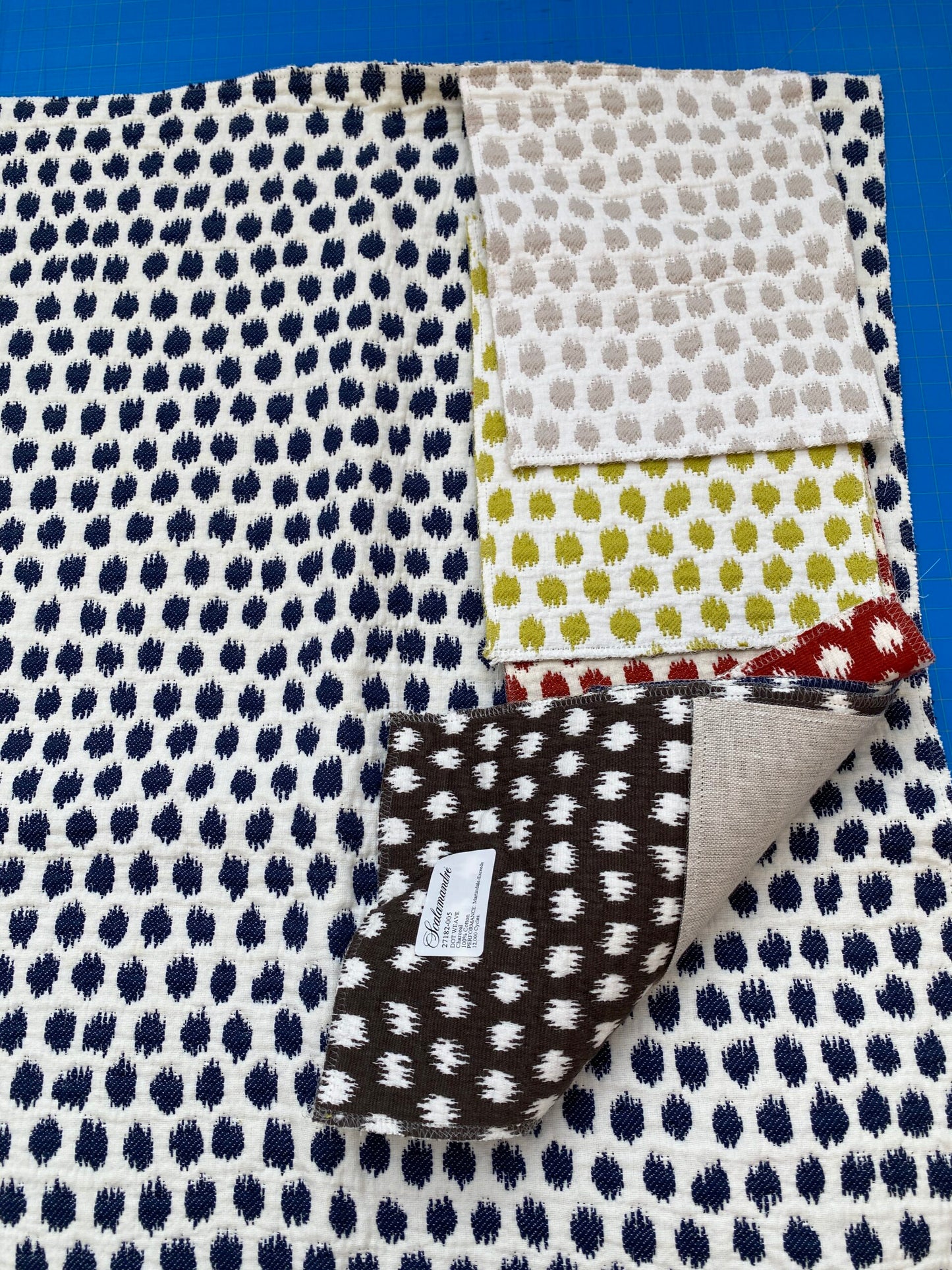13 Berkbox89 Square Jacquard by Scalamandre Dot Weave Indigo Blue White Small Scale Dot Circle MSRP USD 414/y