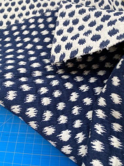 13 Berkbox89 Square Jacquard by Scalamandre Dot Weave Indigo Blue White Small Scale Dot Circle MSRP USD 414/y