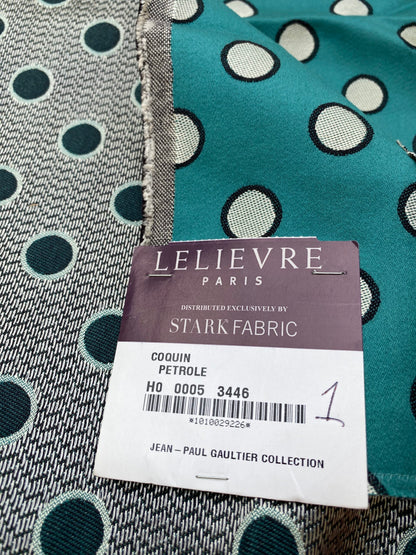 14 Berkbox89 Square Jacquard by Lelievre Paris Coquin Petrole Green Black White Dot Circle MSRP USD300+/y