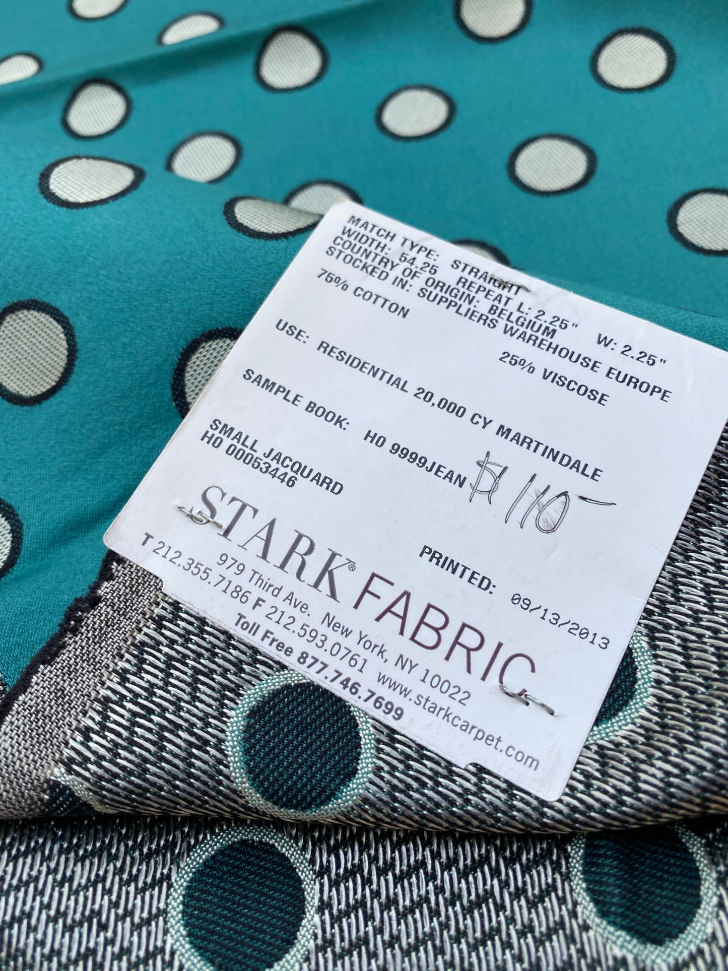 14 Berkbox89 Square Jacquard by Lelievre Paris Coquin Petrole Green Black White Dot Circle MSRP USD300+/y