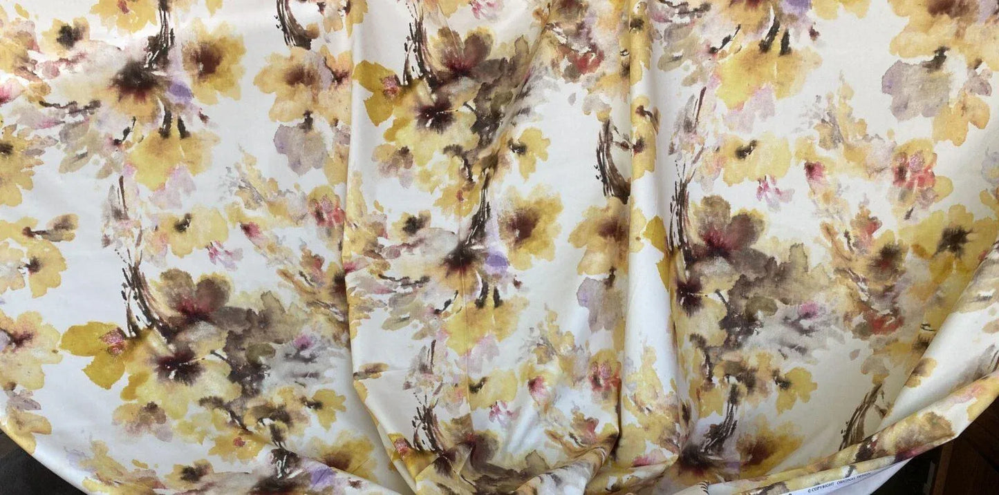Scalamandre Lynton Wide Marigold Gold Yellow Wild Flowers Cotton 110"wide! MSRP USD 236/yard