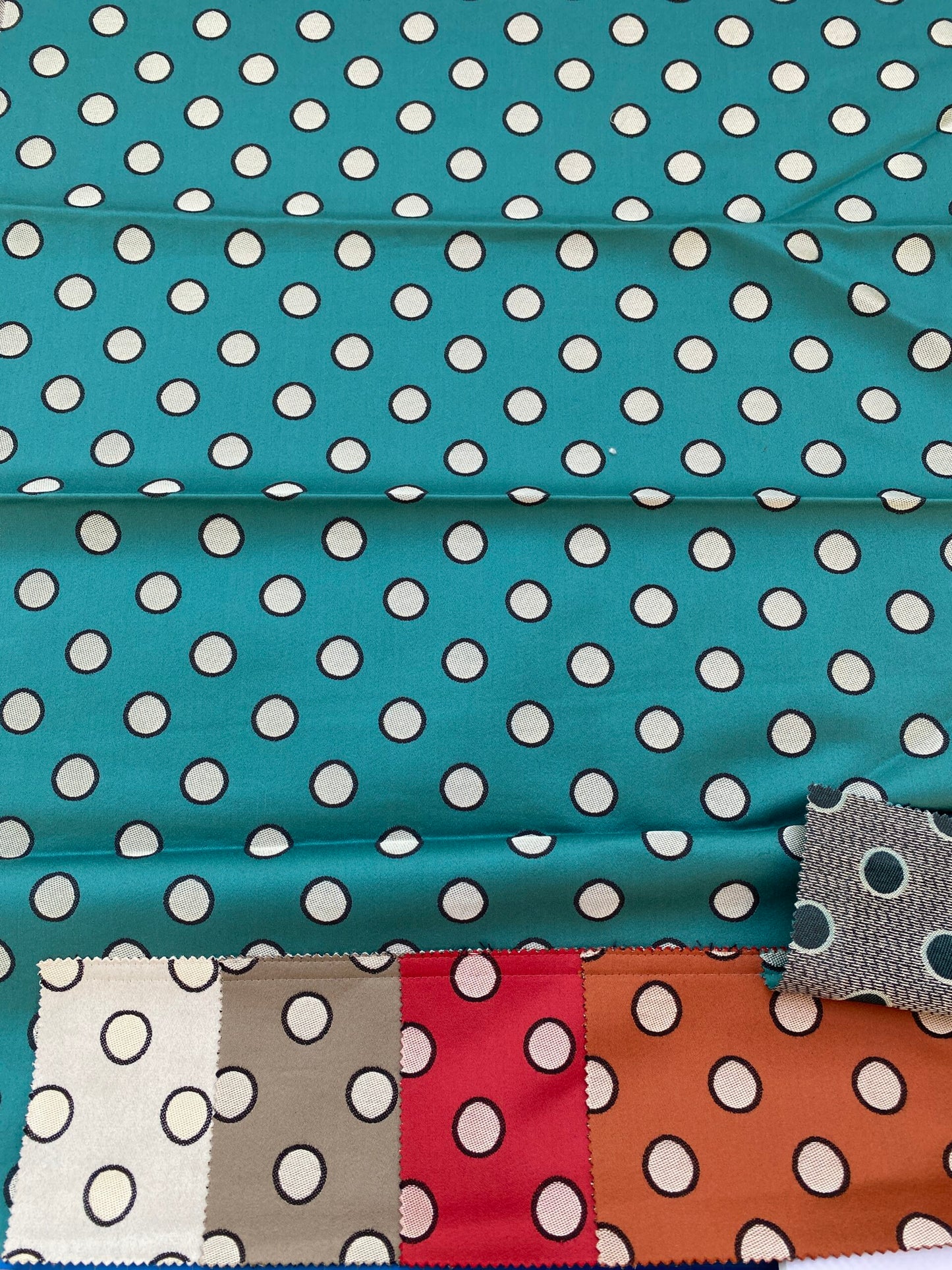 14 Berkbox89 Square Jacquard by Lelievre Paris Coquin Petrole Green Black White Dot Circle MSRP USD300+/y